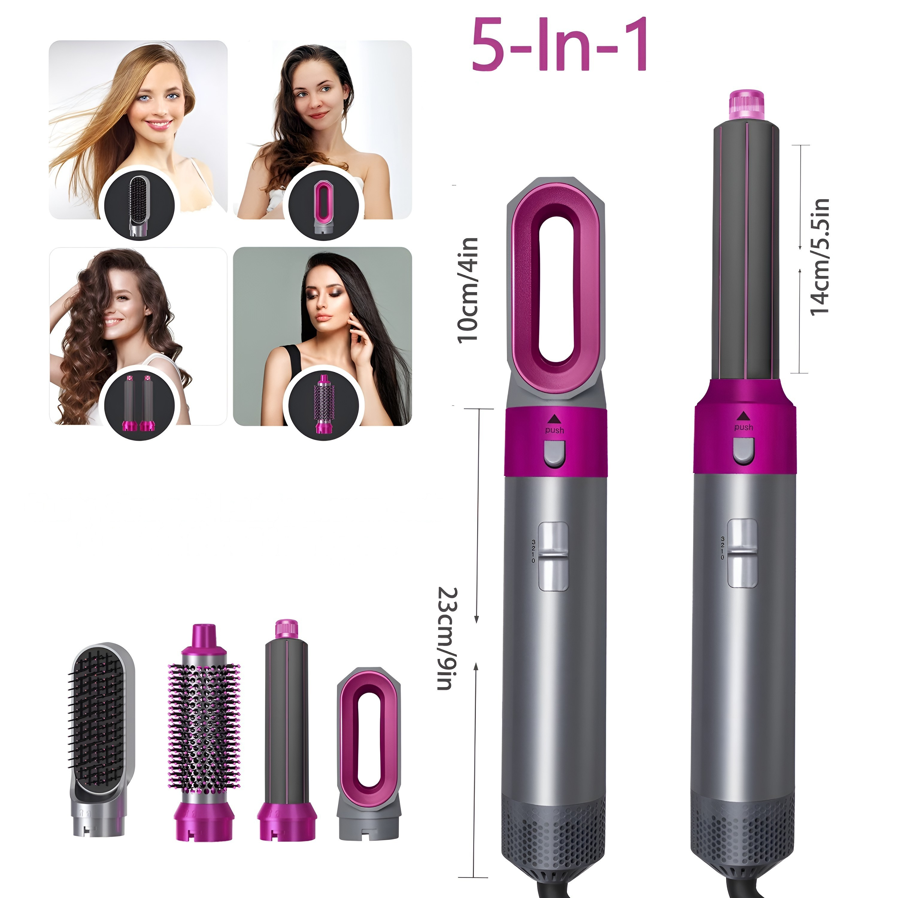 Sèche-cheveux professionnel 5-en-1 – Puissance, précision & élégance