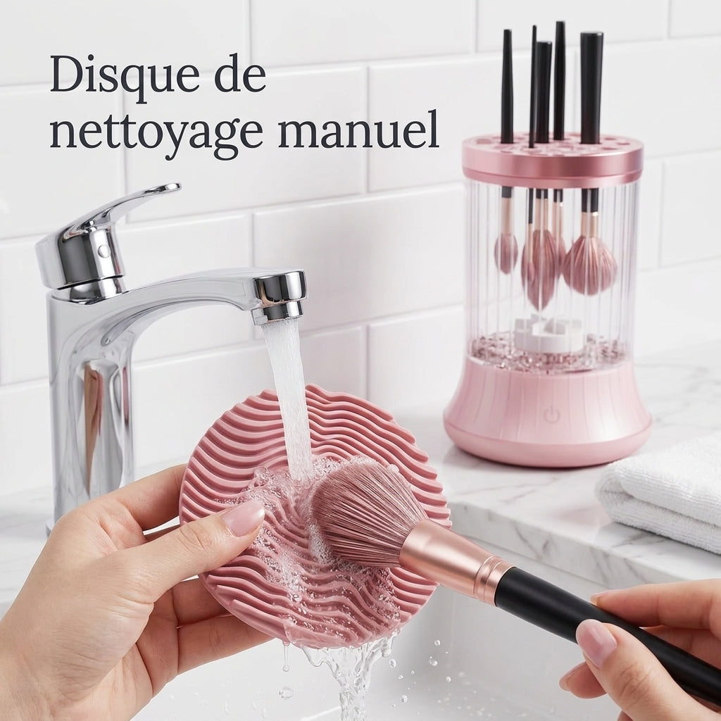 Nettoyeur de Pinceaux de Maquillage Électrique – Propre en 30 Secondes