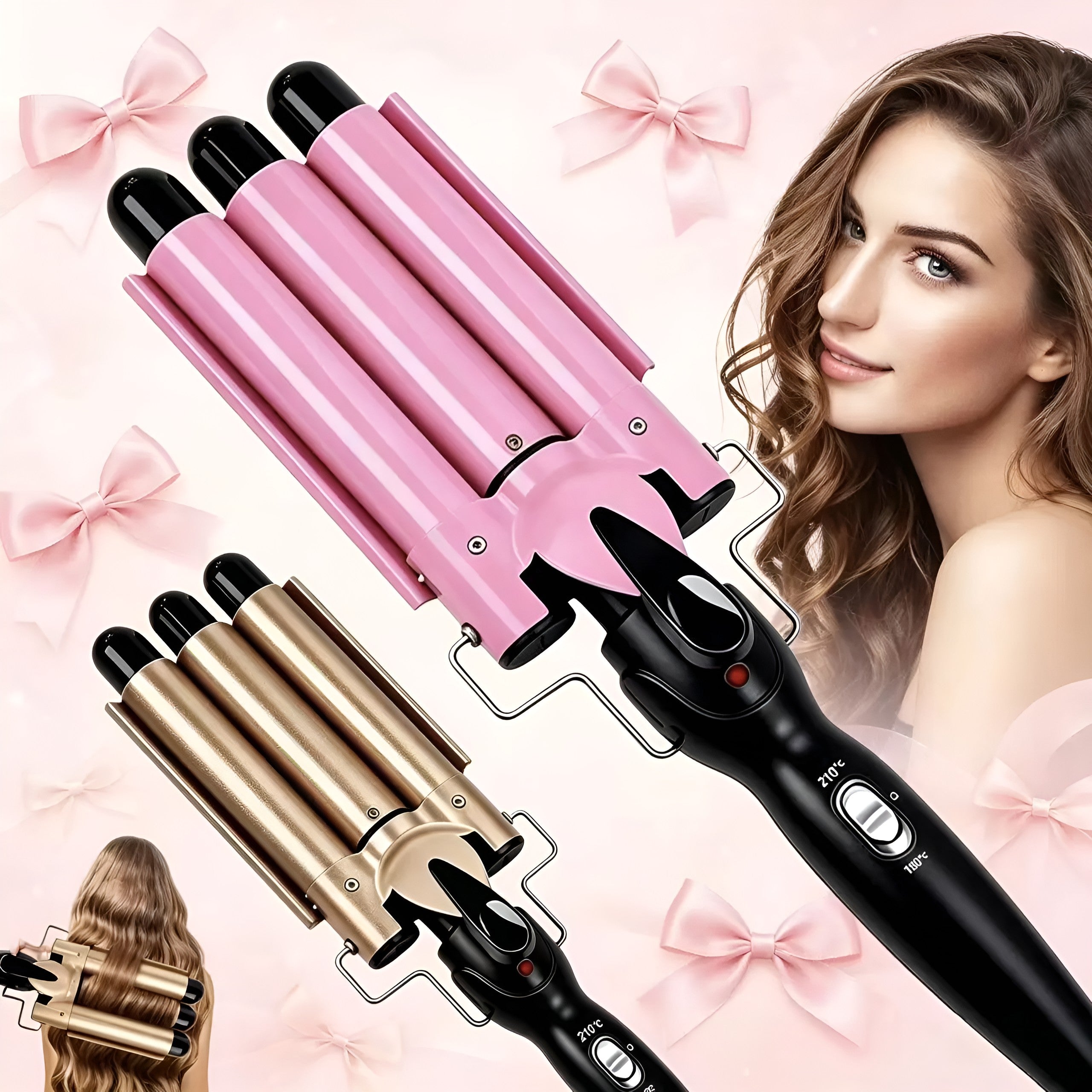 Fer à Boucler Professionnel 3 Barils – Ondulations Élégantes & Durables